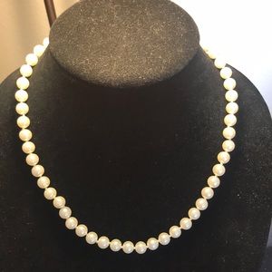 16” vintage white faux pearl necklace and bracelet (Sku179)